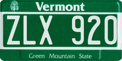 VT license plate ZLX920