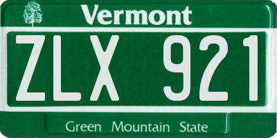 VT license plate ZLX921