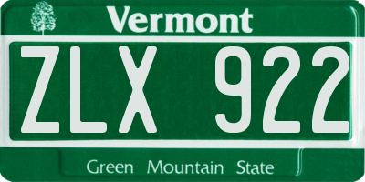 VT license plate ZLX922