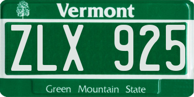 VT license plate ZLX925