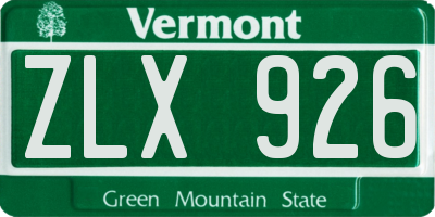 VT license plate ZLX926
