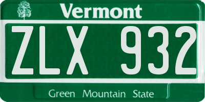 VT license plate ZLX932