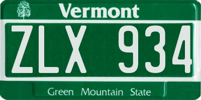 VT license plate ZLX934