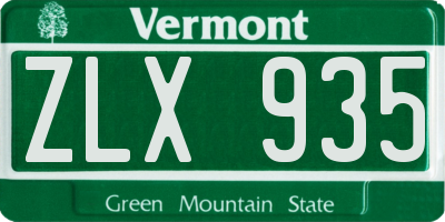 VT license plate ZLX935
