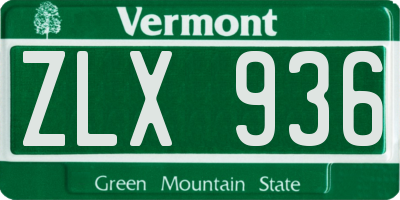 VT license plate ZLX936