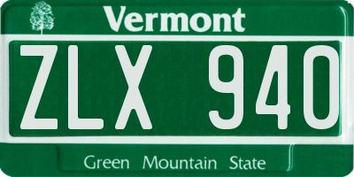 VT license plate ZLX940