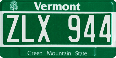 VT license plate ZLX944