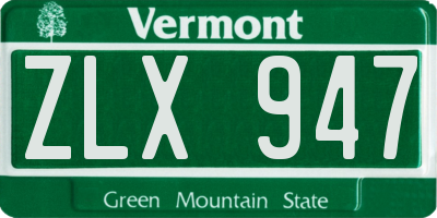 VT license plate ZLX947