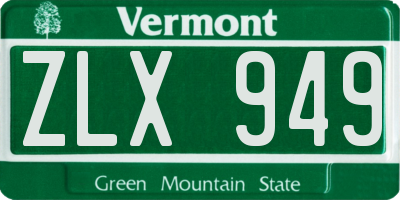 VT license plate ZLX949