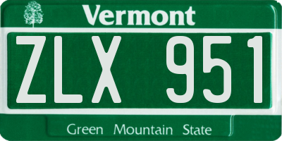 VT license plate ZLX951