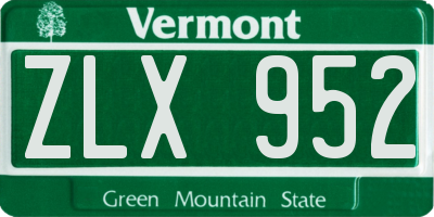 VT license plate ZLX952
