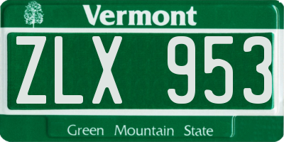 VT license plate ZLX953