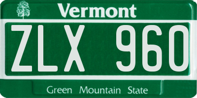 VT license plate ZLX960