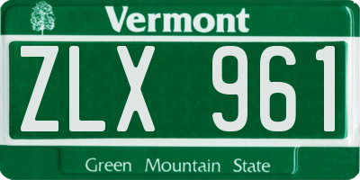 VT license plate ZLX961