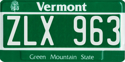 VT license plate ZLX963