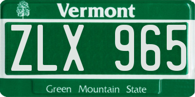 VT license plate ZLX965