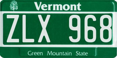 VT license plate ZLX968