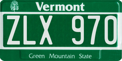 VT license plate ZLX970