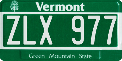 VT license plate ZLX977
