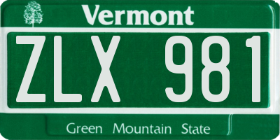 VT license plate ZLX981