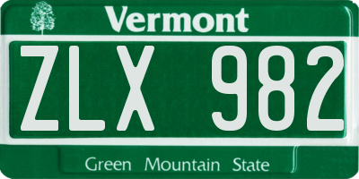 VT license plate ZLX982