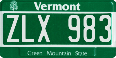 VT license plate ZLX983