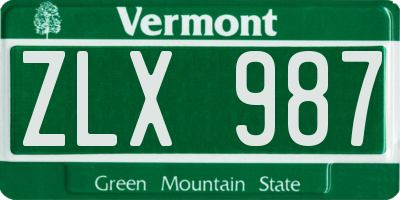 VT license plate ZLX987
