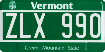 VT license plate ZLX990