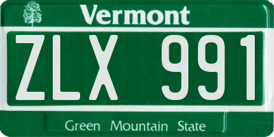 VT license plate ZLX991
