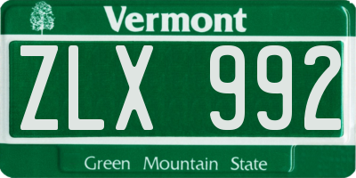 VT license plate ZLX992