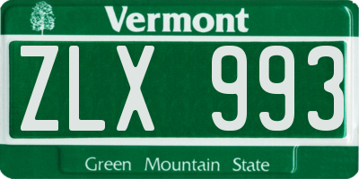 VT license plate ZLX993