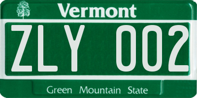 VT license plate ZLY002