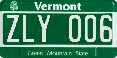 VT license plate ZLY006