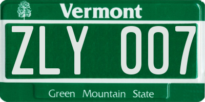 VT license plate ZLY007