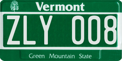 VT license plate ZLY008