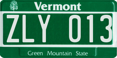 VT license plate ZLY013