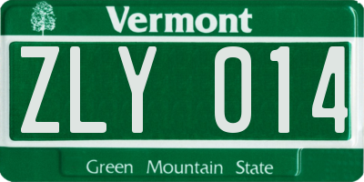 VT license plate ZLY014