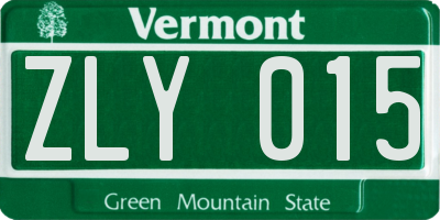 VT license plate ZLY015