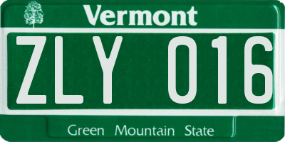 VT license plate ZLY016