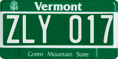 VT license plate ZLY017