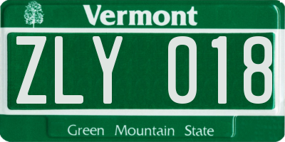 VT license plate ZLY018