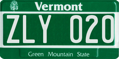 VT license plate ZLY020