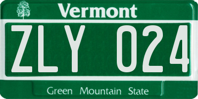 VT license plate ZLY024
