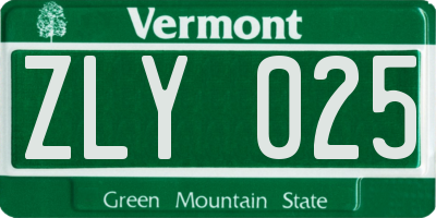 VT license plate ZLY025