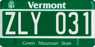 VT license plate ZLY031