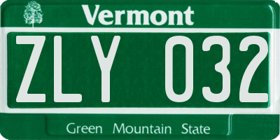 VT license plate ZLY032