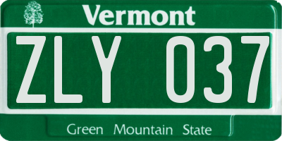 VT license plate ZLY037