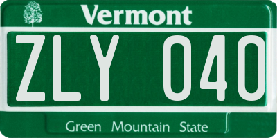 VT license plate ZLY040