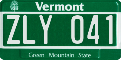 VT license plate ZLY041