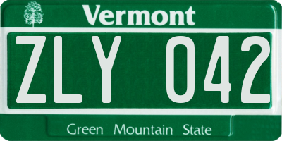 VT license plate ZLY042